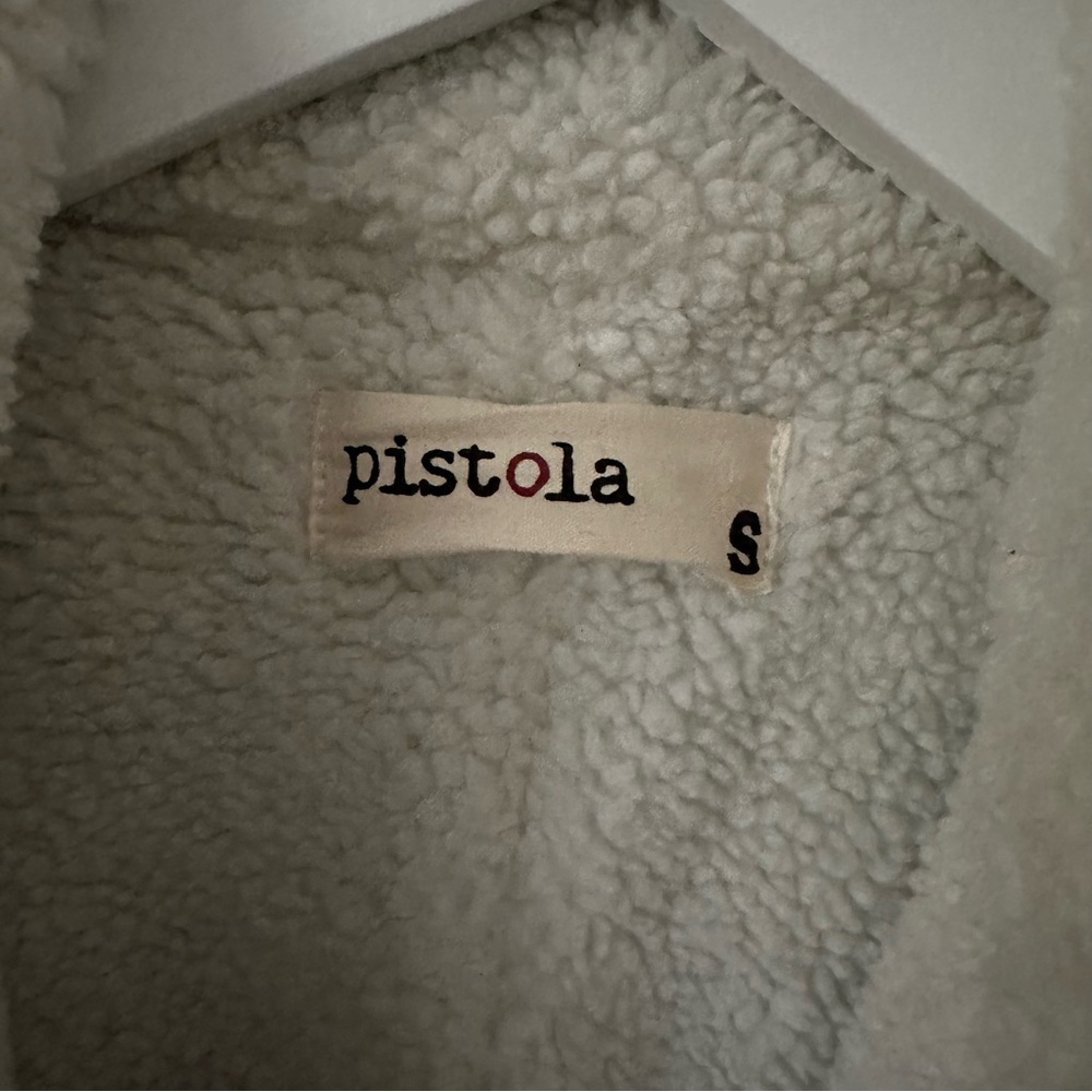 Pistola Blue Denim Long Jacket with White Sherpa Lining - Picture 7 of 15